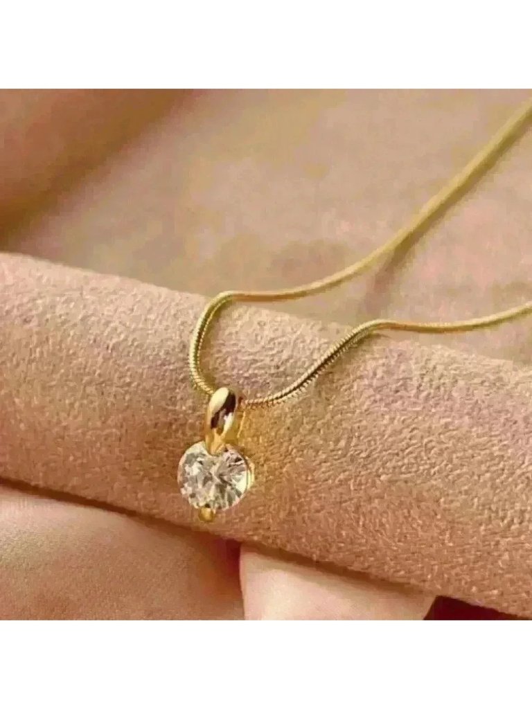 Moissanite Solitaire Pendant Necklace 18k Gold Filled